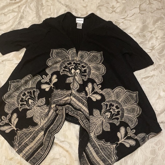 Chico’s Black & Tan Open Front Cardigan Sweater 1 - Picture 6 of 6